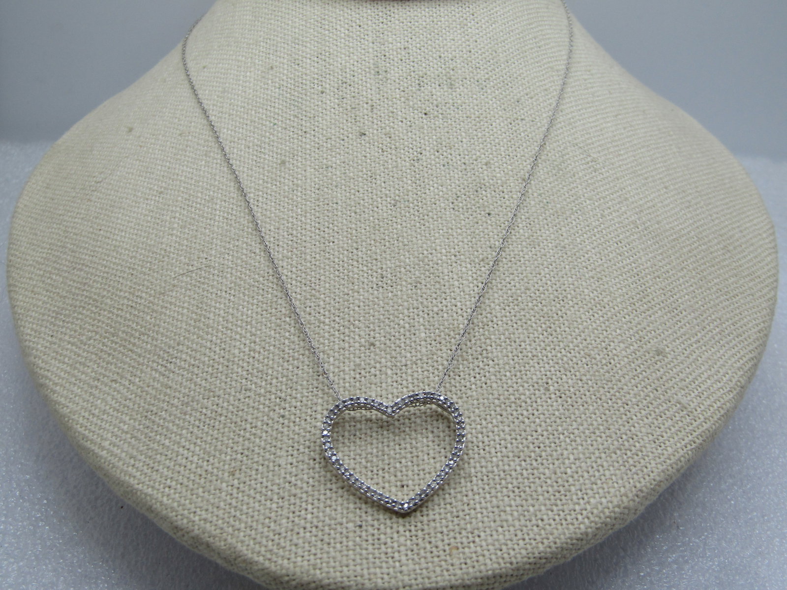 Vintage 10kt Diamond Heart Necklace in Hinged Heart Trinket Box, 19" Signed N/C, 1990's - 4
