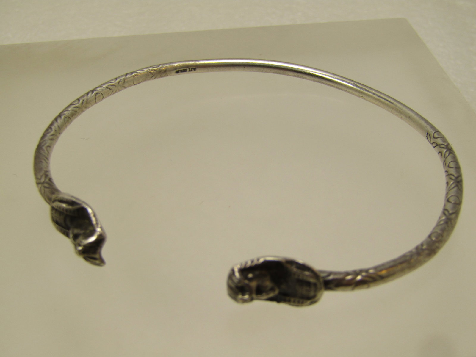 Vintage Sterling Egyptian Pharoah Cuff Bangle Bracelet, Signed AJI, 8", 1990's-2000's - 4