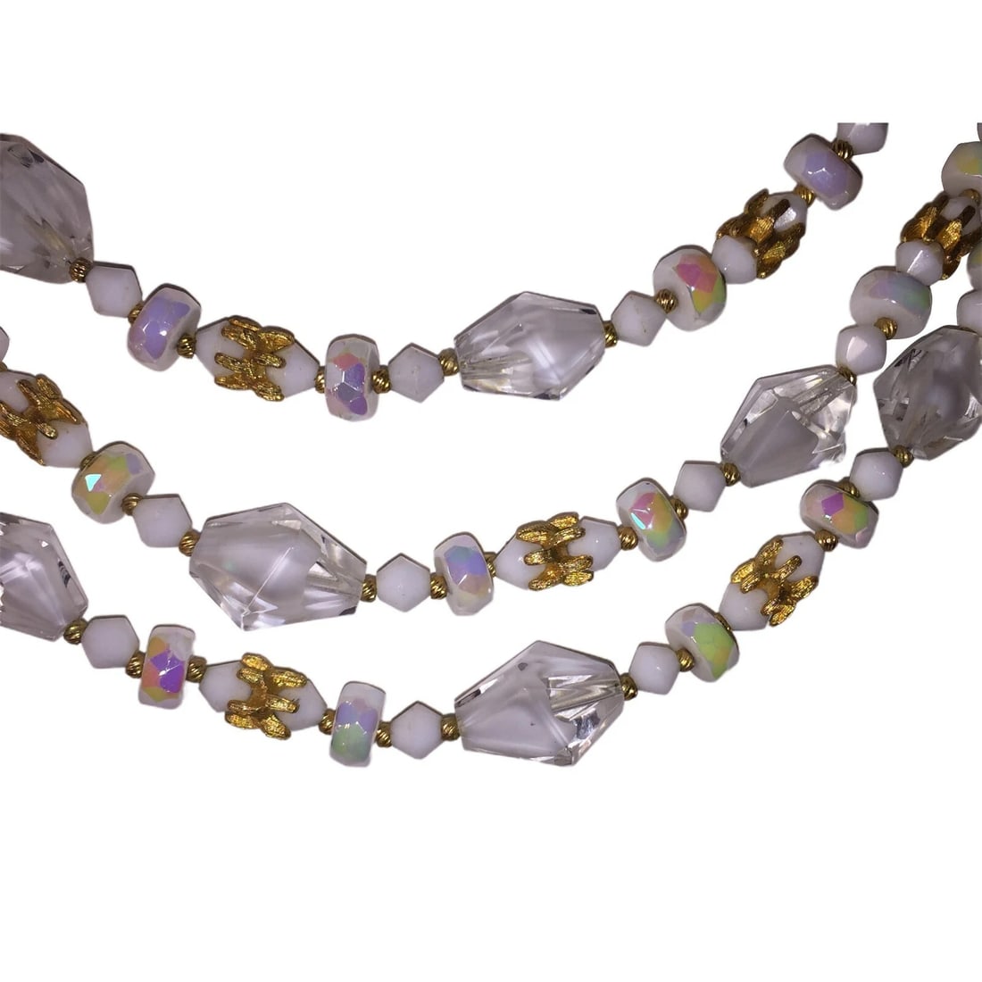 Hattie Carnegie Multi Strand Faceted Glass Necklace - 3