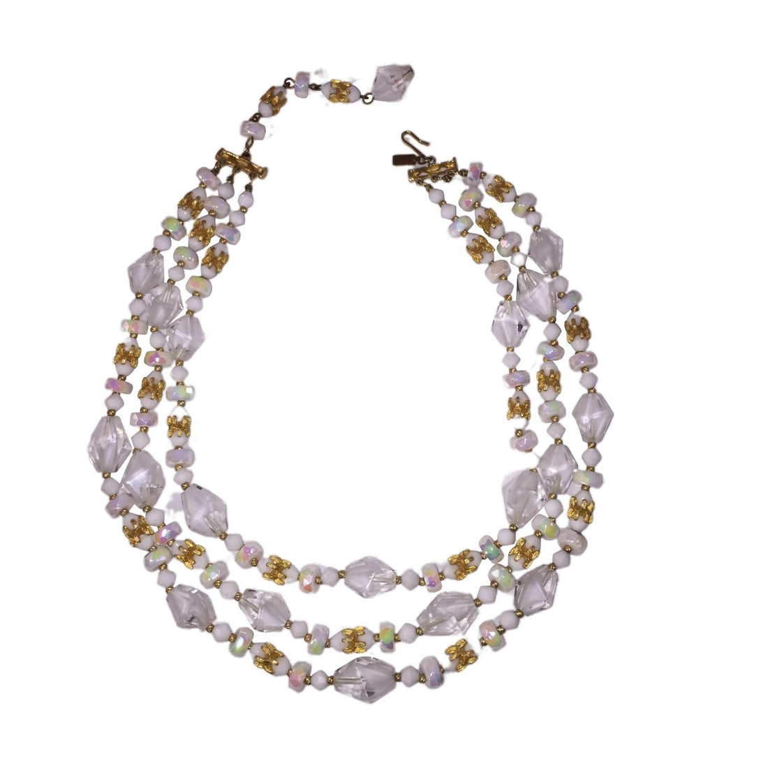 Hattie Carnegie Multi Strand Faceted Glass Necklace - 4