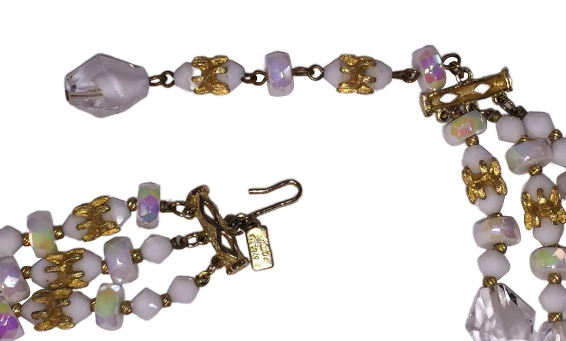 Hattie Carnegie Multi Strand Faceted Glass Necklace - 5