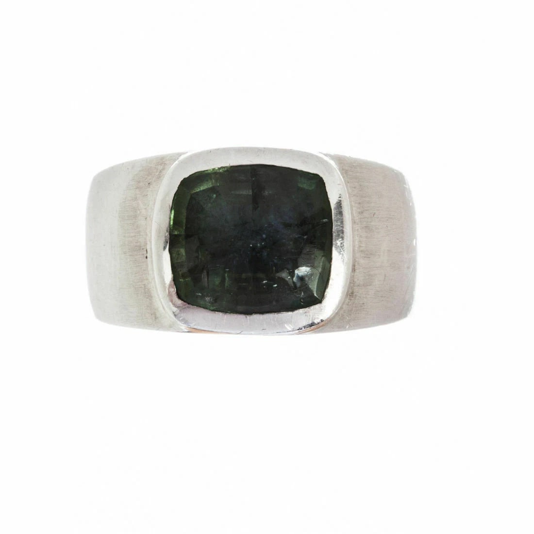 Vintage Handmade Sterling Silver Green Tourmaline Ring - 3