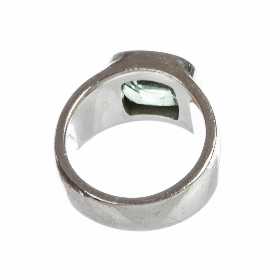 Vintage Handmade Sterling Silver Green Tourmaline Ring - 6