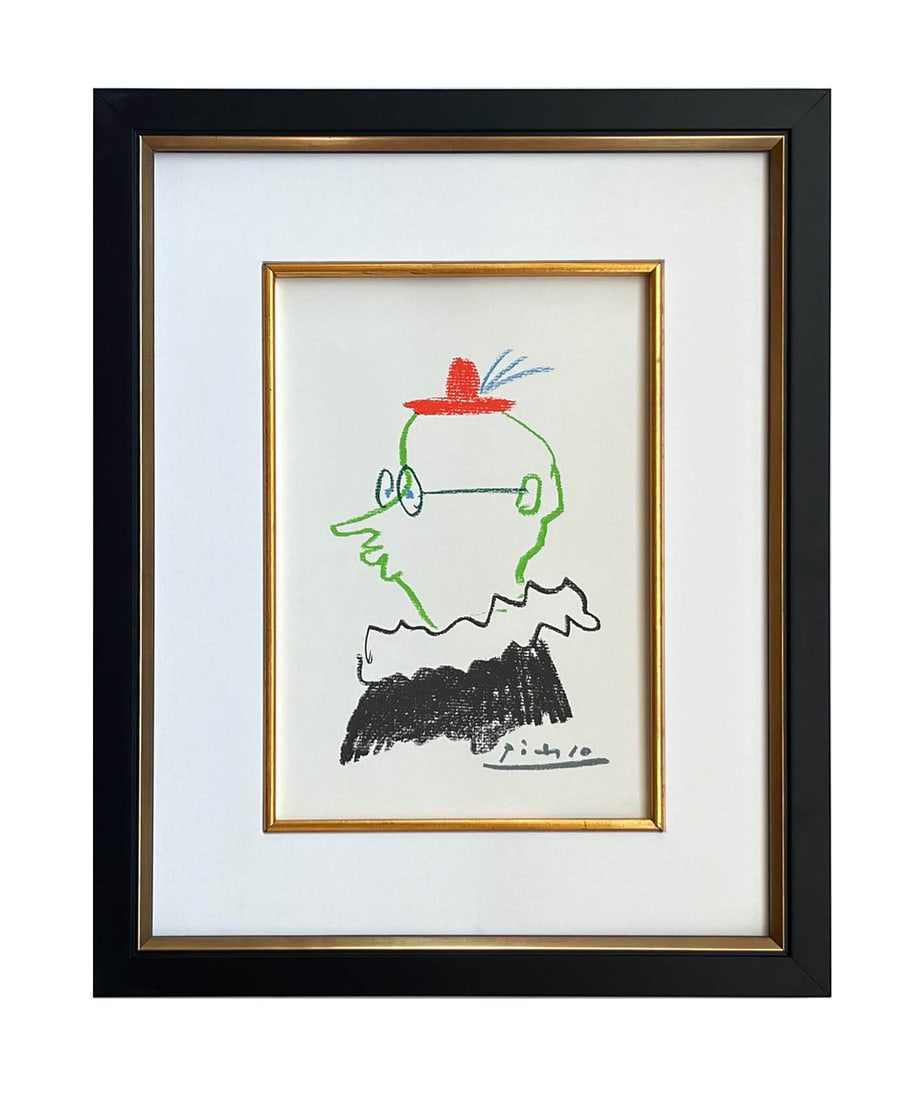 Picasso Lithograph 33 The Friend 1968 framed: Title: Picasso Lithograph 33 The Friend 1968 framed Artist: Pablo Picasso Description: Title: ?The Friend Artist: Pablo Picasso Country: Spain Medium: Lithograph - 33 Marks: Signed in plate, not numbe