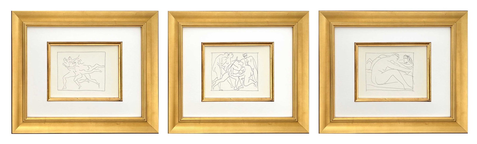 Picasso Set of 3 framed Lithographs from Metamorphoses: Title: Picasso Set of 3 framed Lithographs from Metamorphoses Artist: Pablo Picasso Description: These Three remarkable Lithographs by Pablo Picasso feature Metamorphoses scenes. Each print is beautif