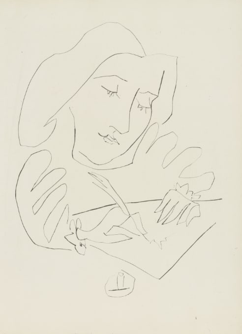 1985 Picasso Heliogravure 4 Of a Lady pricked by a ring: Title: 1985 Picasso Heliogravure 4 Of a Lady pricked by a ring Artist: Pablo Picasso Description: Artist: Pablo PicassoCountry: SpainMedium: Heliogravure 4Marks: Not signed, not numberedPaper Size: 15