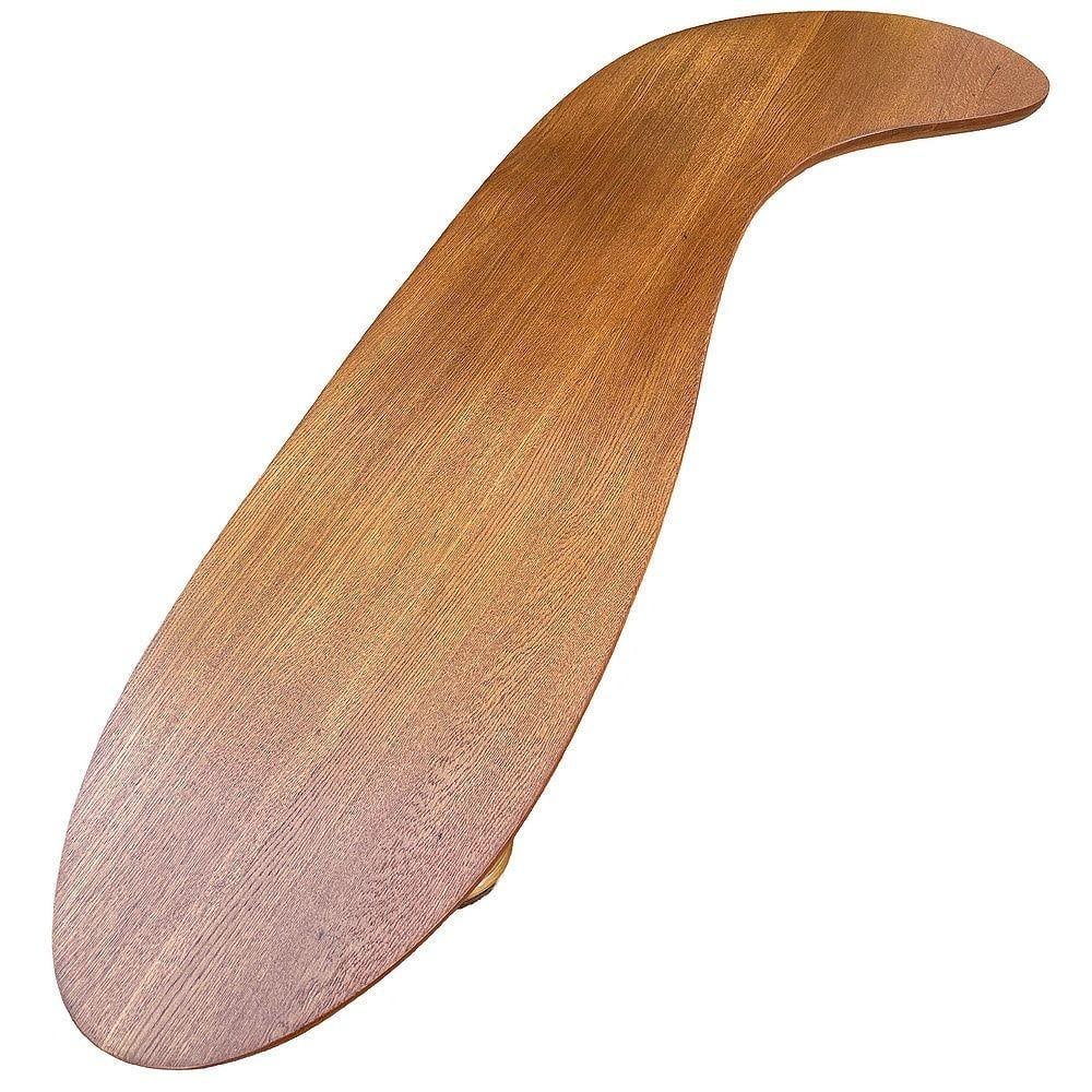 Restored Stacked Rattan Biomorphic Surfboard Coffee Table w/ Koa Wood Top - 2