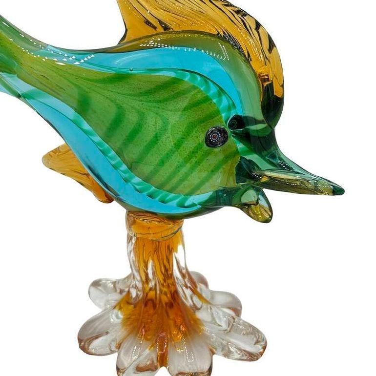 11" Tall Multicolored Venetian Art Glass Angel Fish Sculpture by J.I.Co - 5