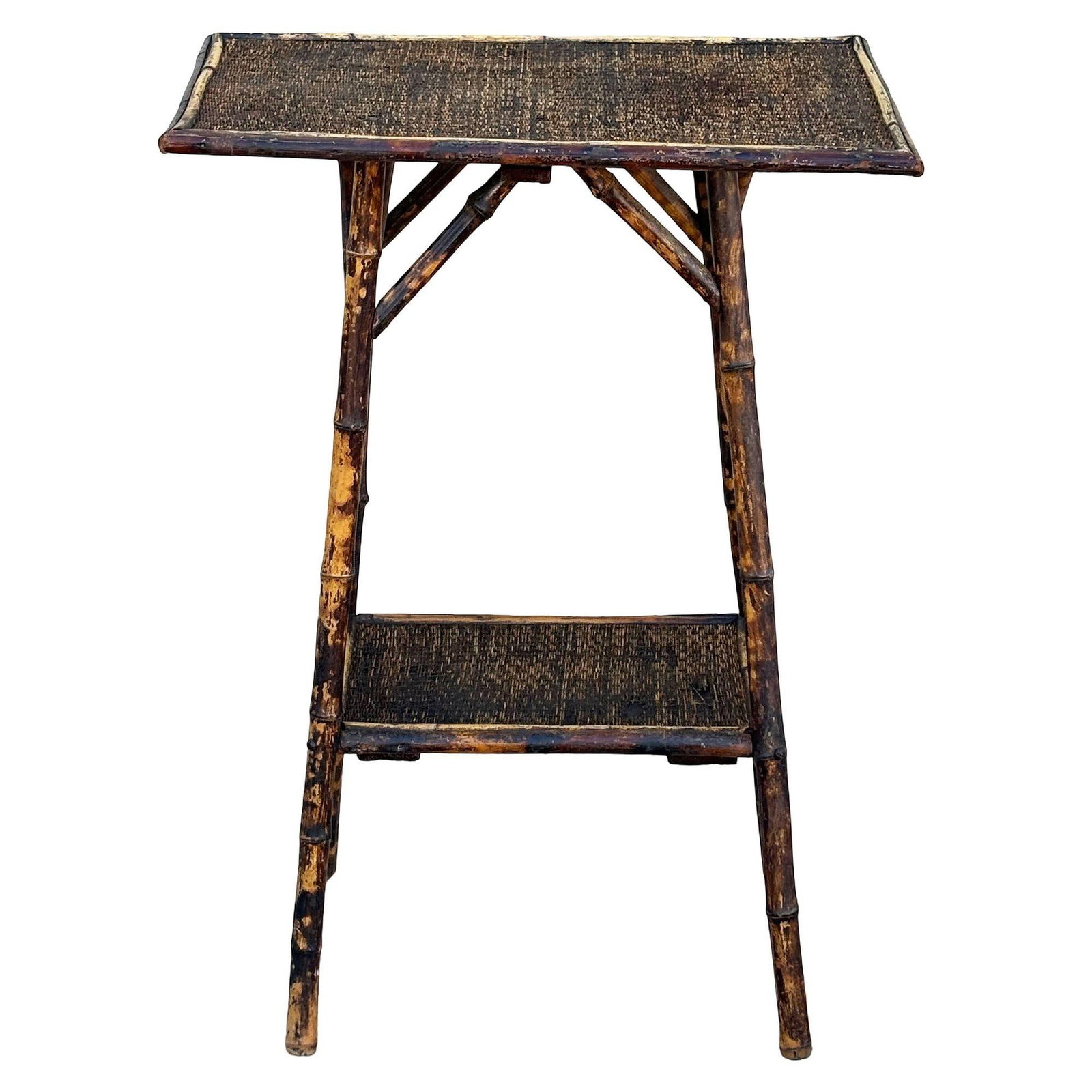 Restored Aesthetic Movement Tiger Bamboo Rectangle Side Table w/ Embossed Top - 3