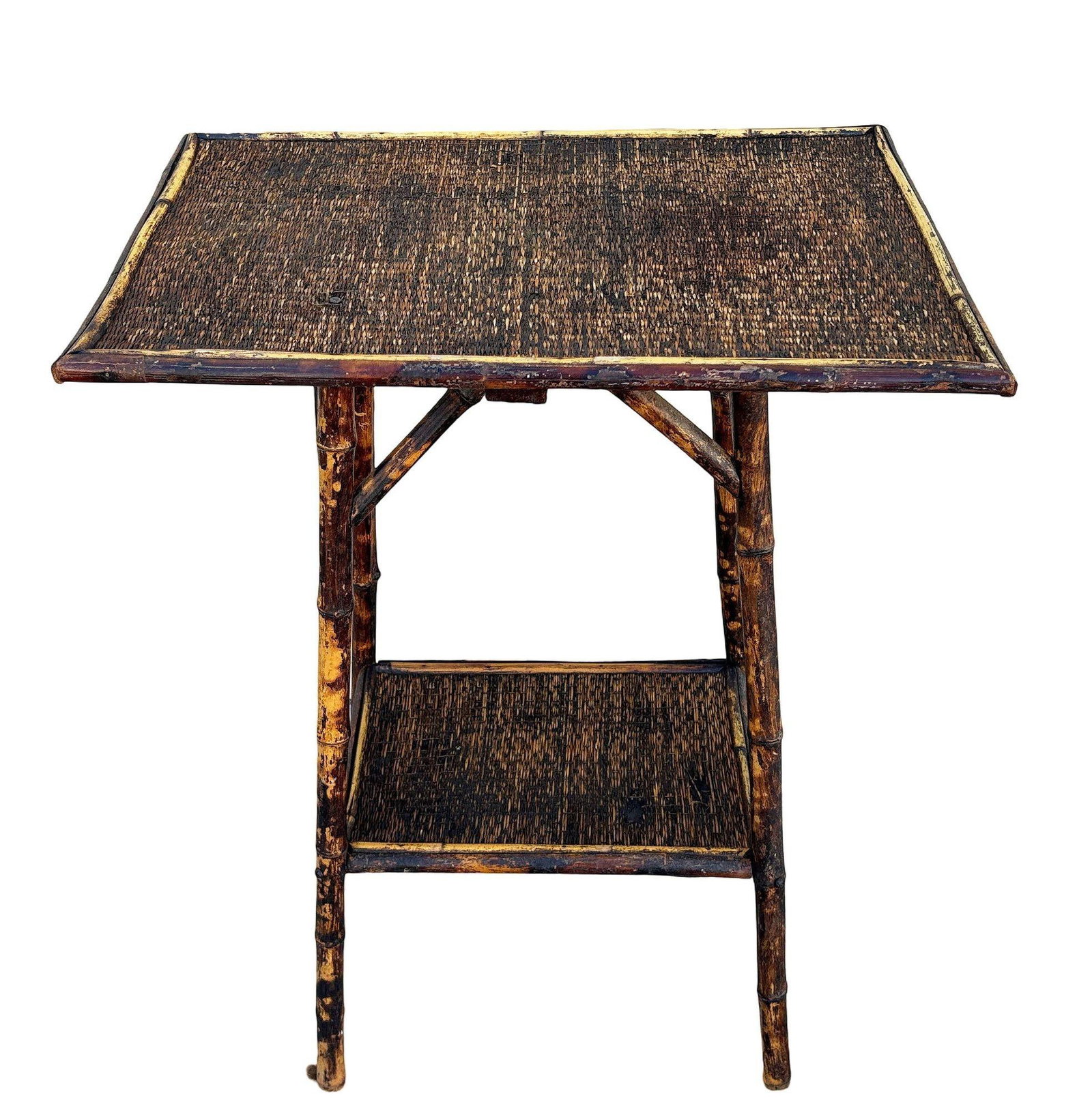 Restored Aesthetic Movement Tiger Bamboo Rectangle Side Table w/ Embossed Top - 4