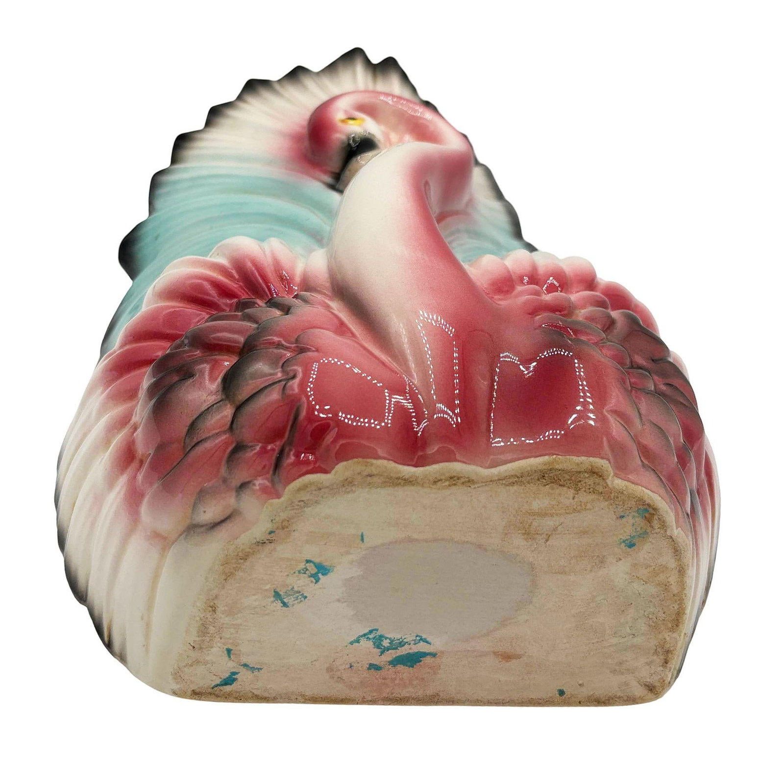 Mid-century California Ceramic Pottery Pink Flamingo w/ Open Wings TV Table Lamp - 3