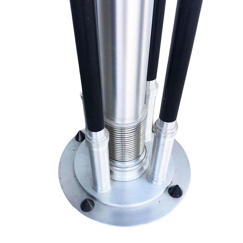 Large Machine Age Art Deco Revival Aluminum and Steel Floor Lamp, 1980 - 4
