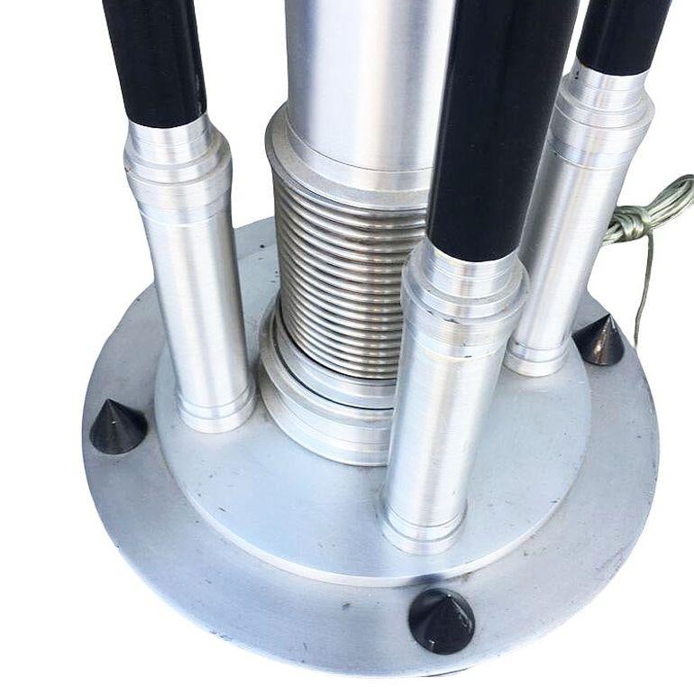 Large Machine Age Art Deco Revival Aluminum and Steel Floor Lamp, 1980 - 5