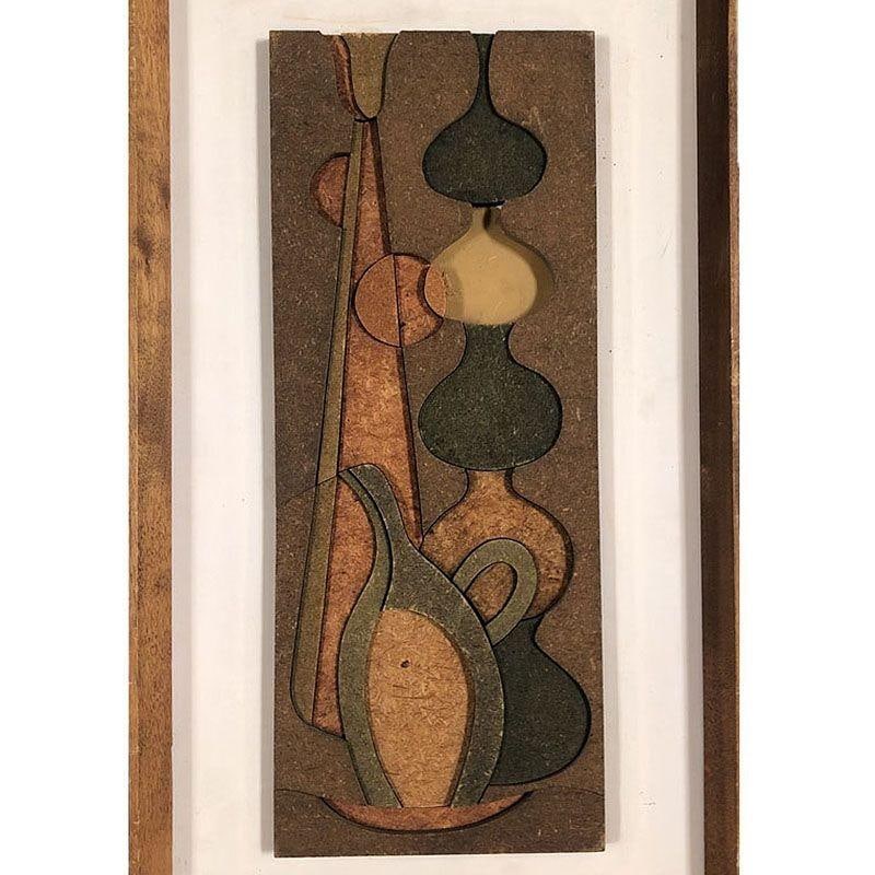 1950 Abstract Still Life 3D Fiberboard Art Wall Sculpture, Pair - 5