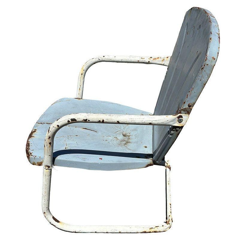 Mid-century Steel Flat Iron Springer Patio Outdoor Lounge Chair, Pair - 3