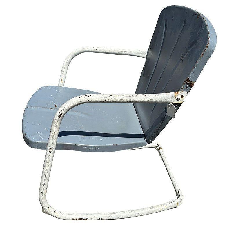 Mid-century Steel Flat Iron Springer Patio Outdoor Lounge Chair, Pair - 4