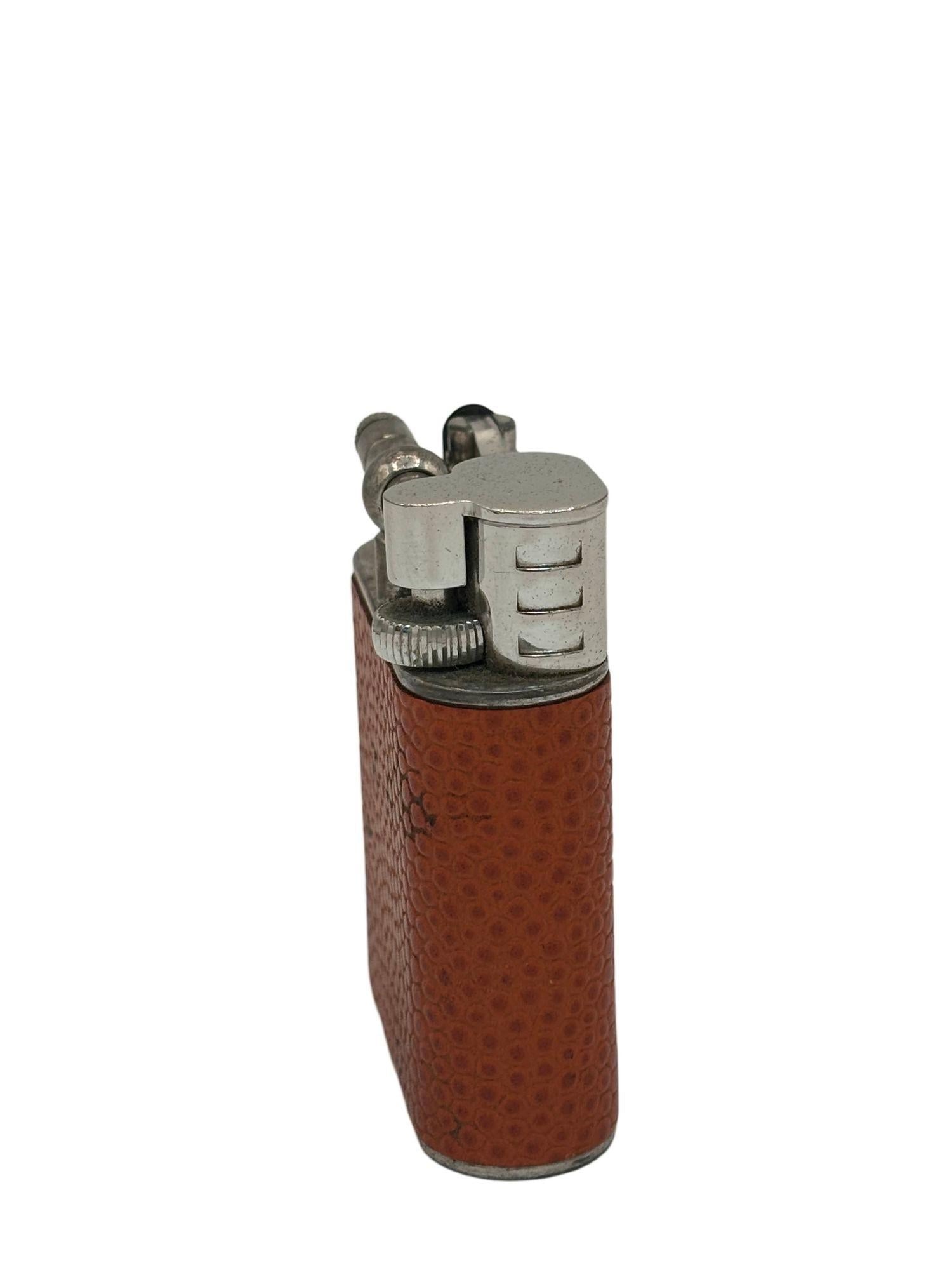 1930s Dunhill "Globetrotter" Crocodile Leather Wrapped Sports Lift Arm Lighter - 5