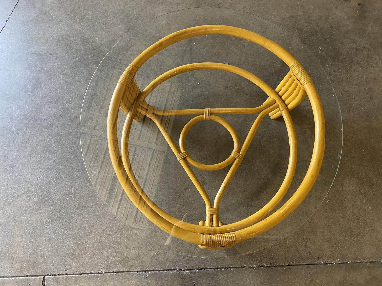 Restored Vintage Five Strand Rattan Coffee Table with Glass Top - 3