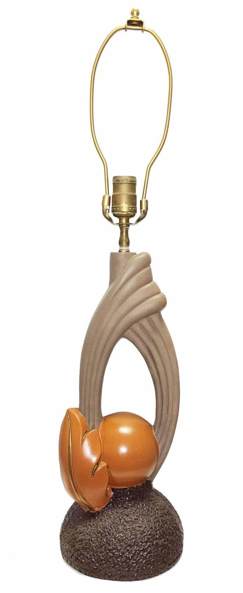 Mid-Century Sculptural Art Pottery Lamp Pair, Circa 1950s - 2