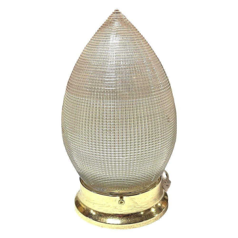 MCM Holophane Teardrop Glass Ceiling Pendant w/ Light Brass Fitter, 2 Avalible - 3