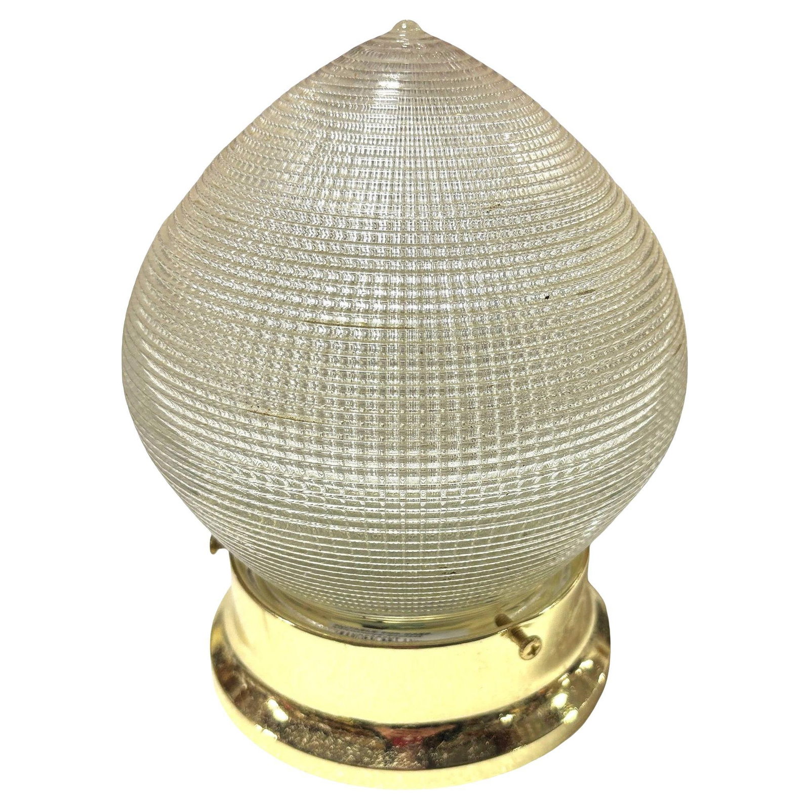 Mid-century Holophane Ceiling Light Teardrop Globe with Brass Fitter (1 of 5)