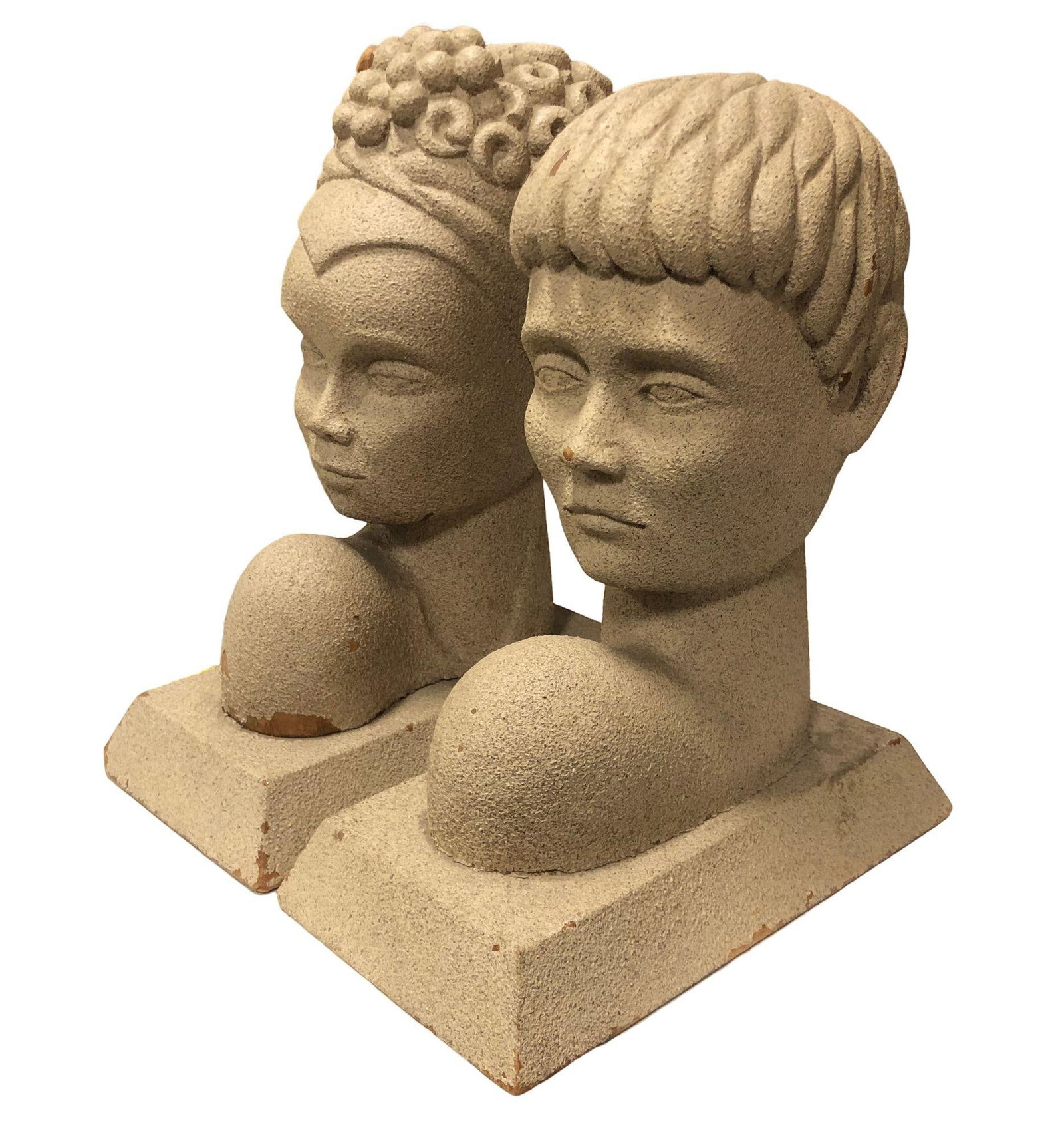 Mid-Century Modern Hawaiian Male and Female Bookends, Pair - 3