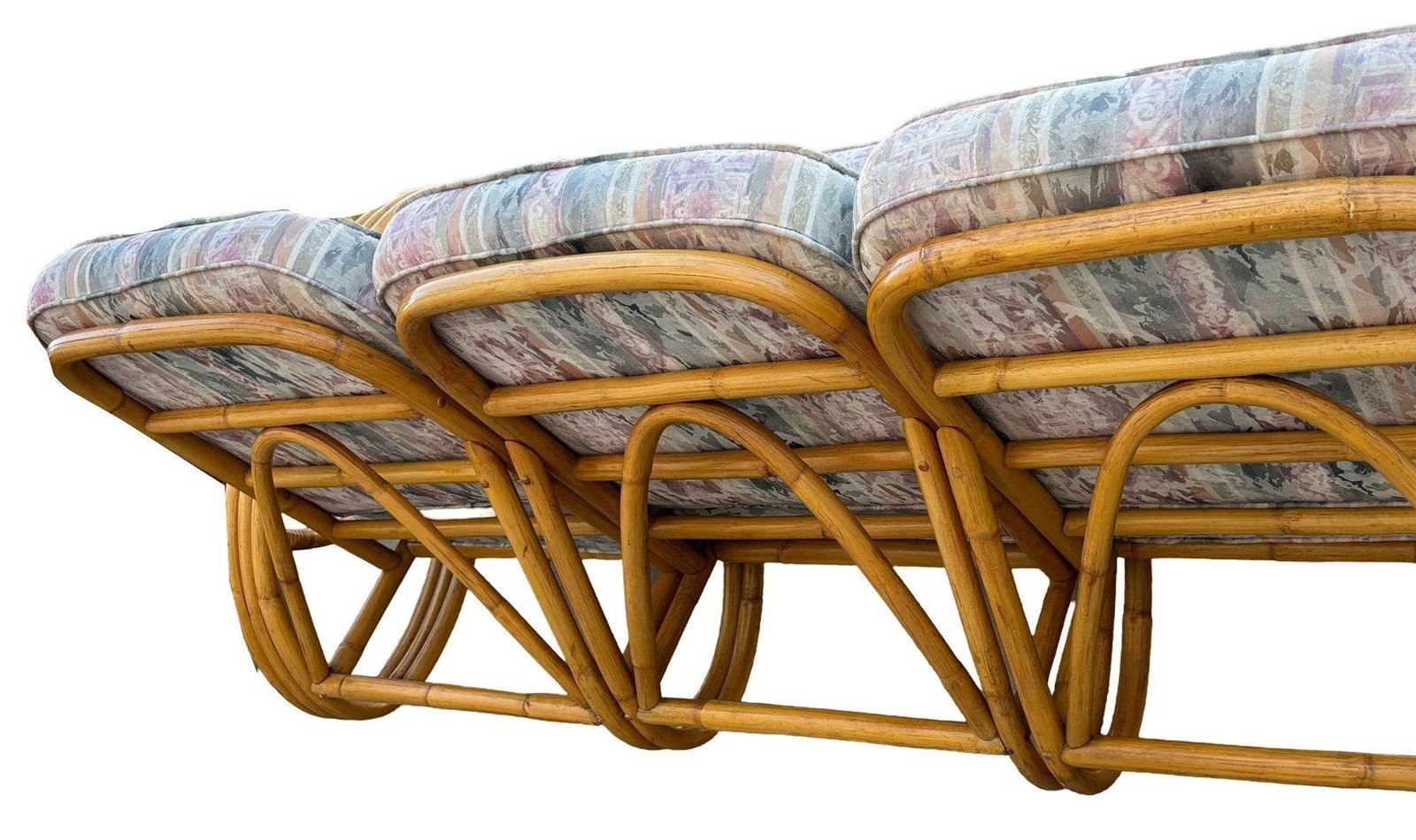 Restored MCM 3-Strand 3/4 Pretzel Arm Rattan Sofa & Settee Living Room Set - 4