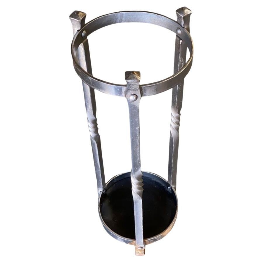 High Style Chromed Iron Art Deco Umbrella and Cane Holder Stand (1 of 5)
