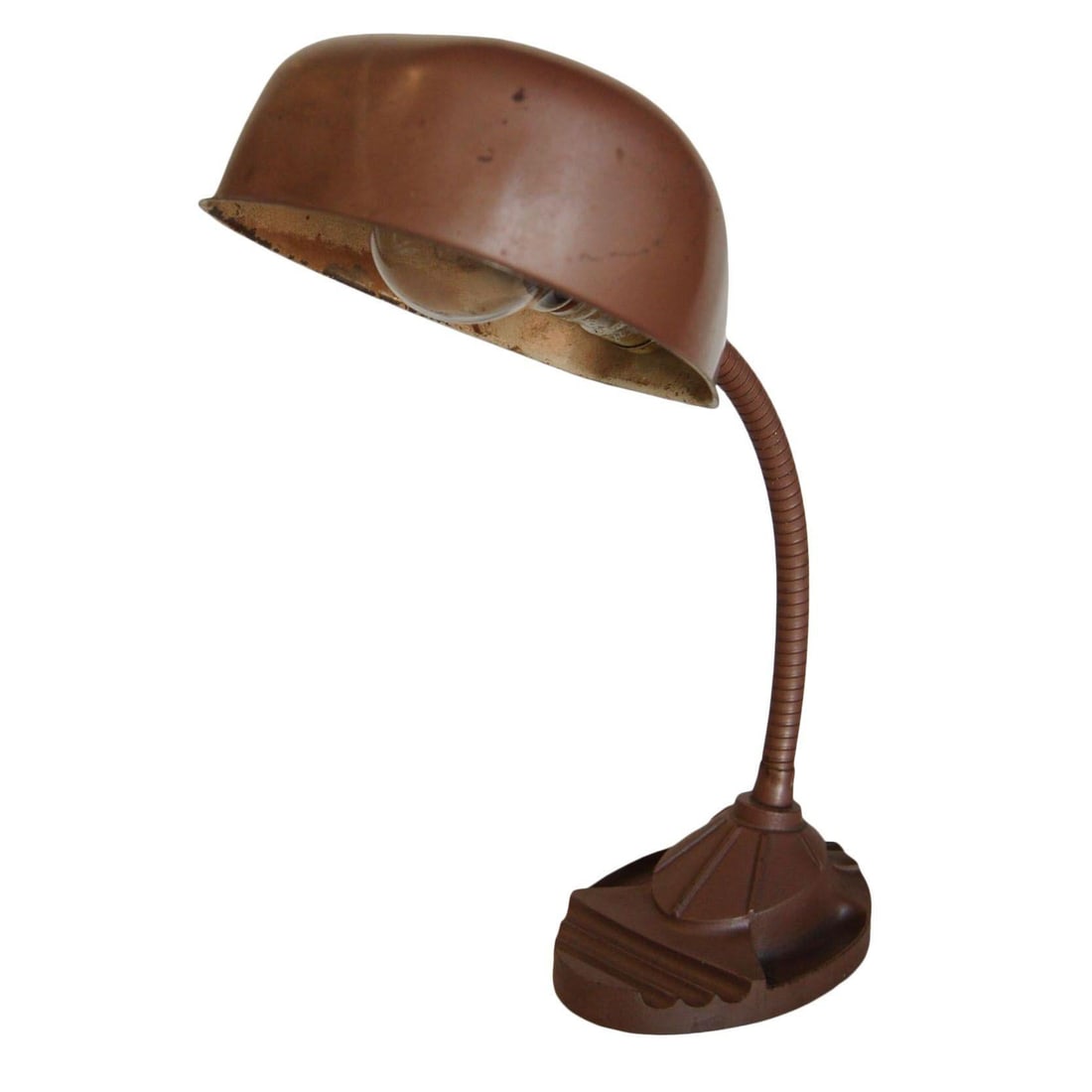 Art Deco Style Copper Gooseneck Desk Lamp with Pen Holder - 2