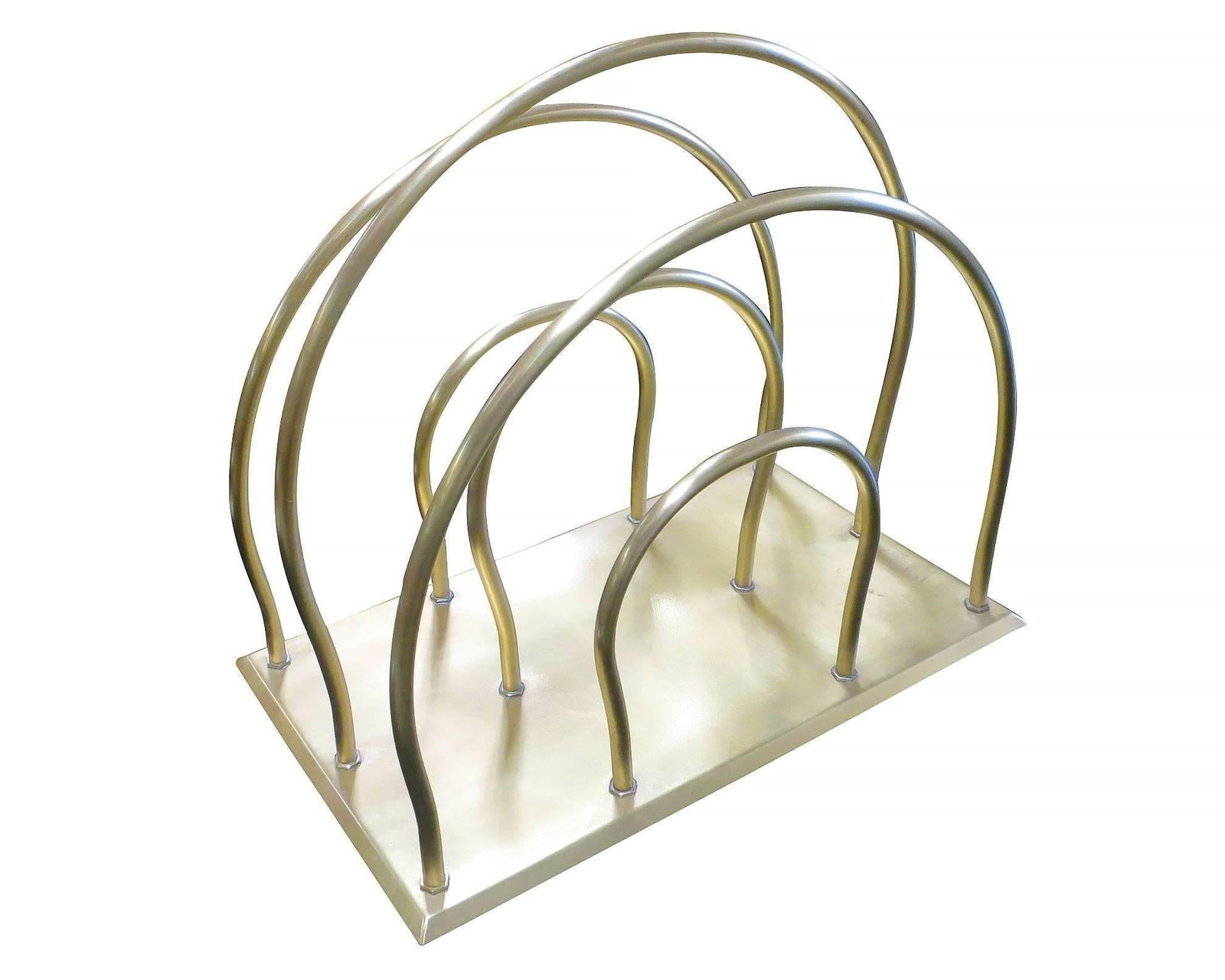 Art Deco Moderne Magazine Solid Brass Rack - 4