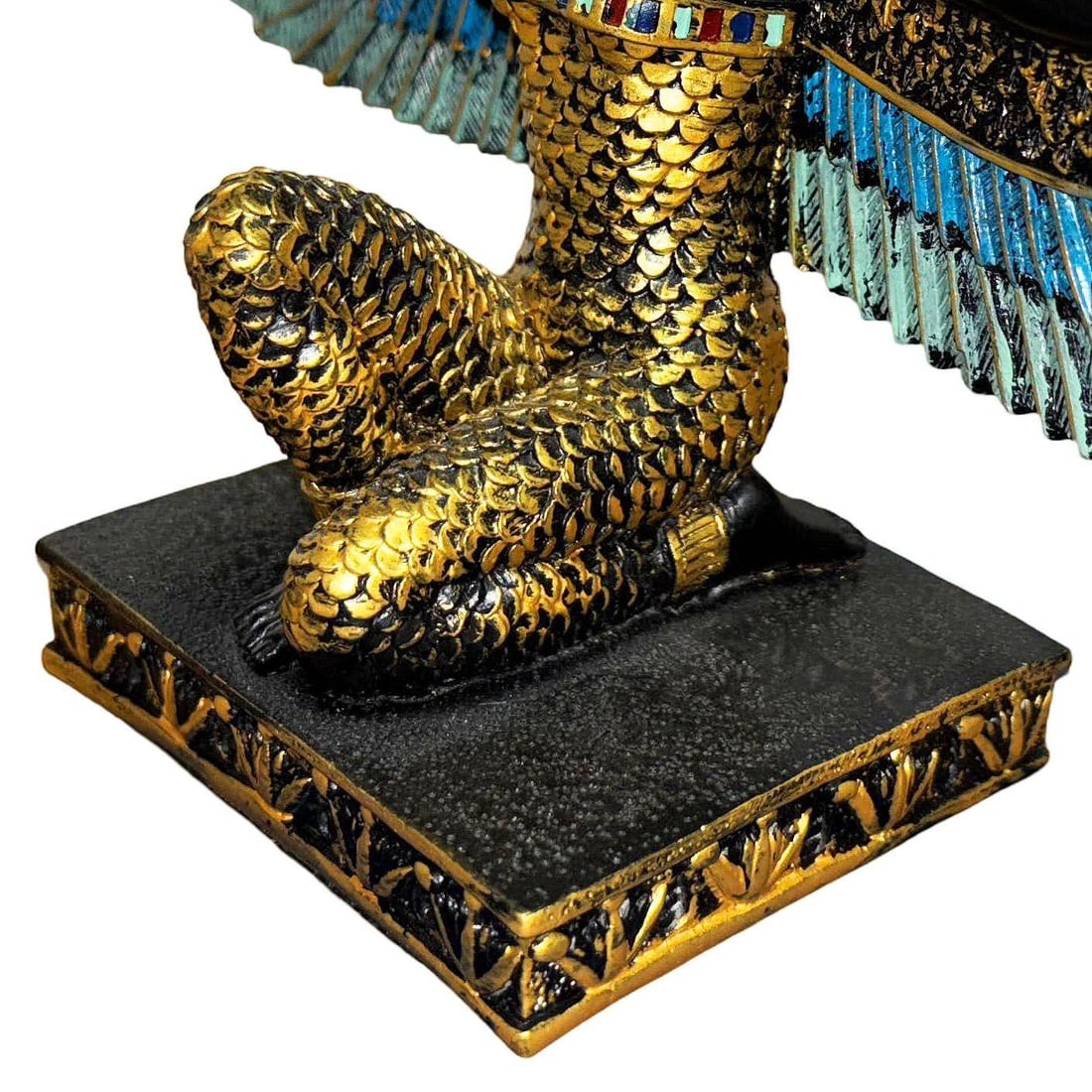 Hand Painted Resin Egyptian Goddess Tabletop Sculpture of Winged Deity Isis - 4