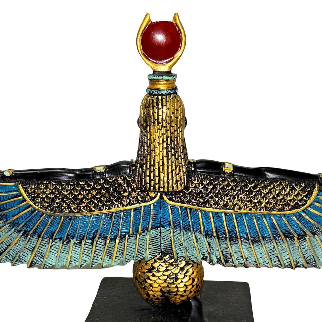 Hand Painted Resin Egyptian Goddess Tabletop Sculpture of Winged Deity Isis - 5