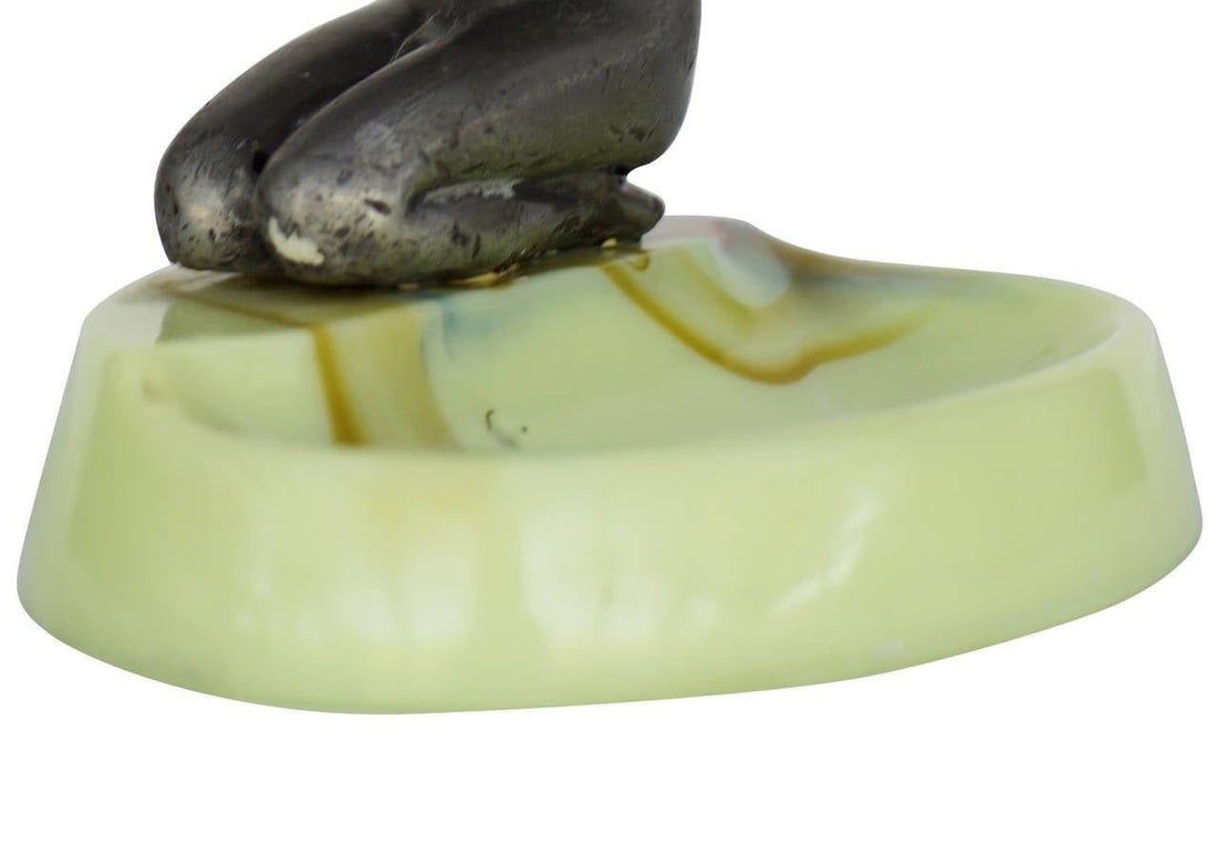 Nude Art Deco Smoking Flapper Slag Glass Ashtray by Houzex - 4