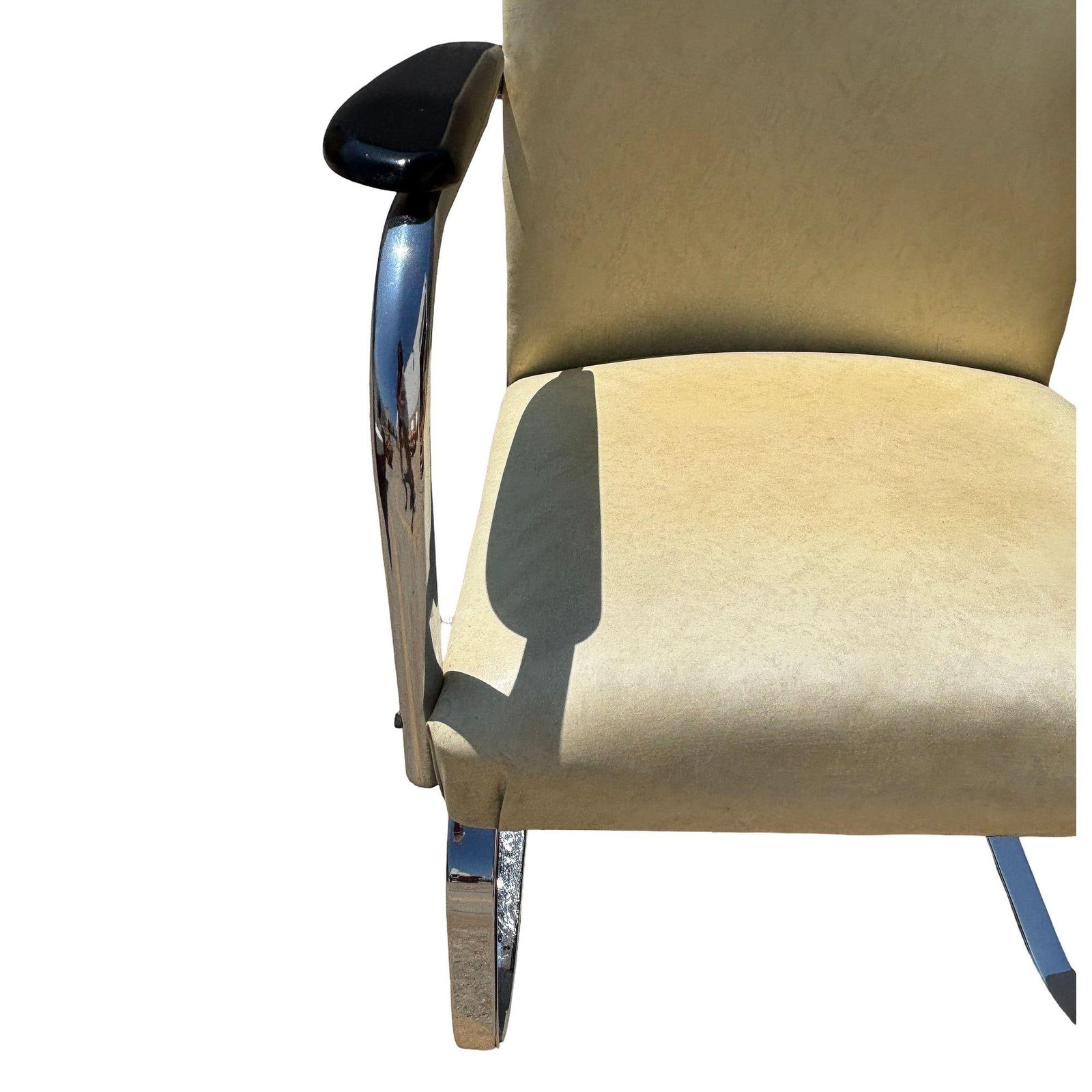 Art Deco Chrome & Vinyl Springer Rocking Chair by Kem Weber for Lloyd - 4