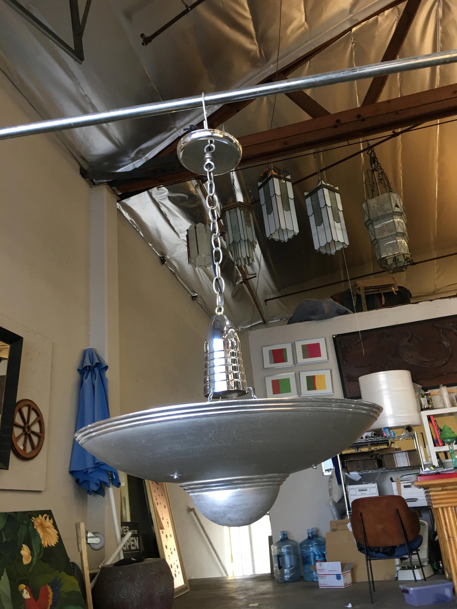 Aluminum Art Deco Saucer Ceiling Pendant Lamp - 2