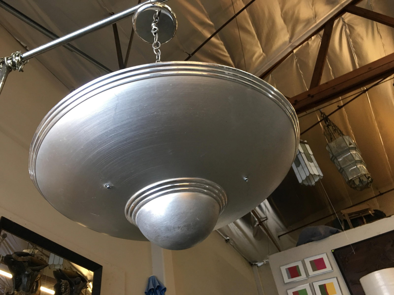 Aluminum Art Deco Saucer Ceiling Pendant Lamp - 5