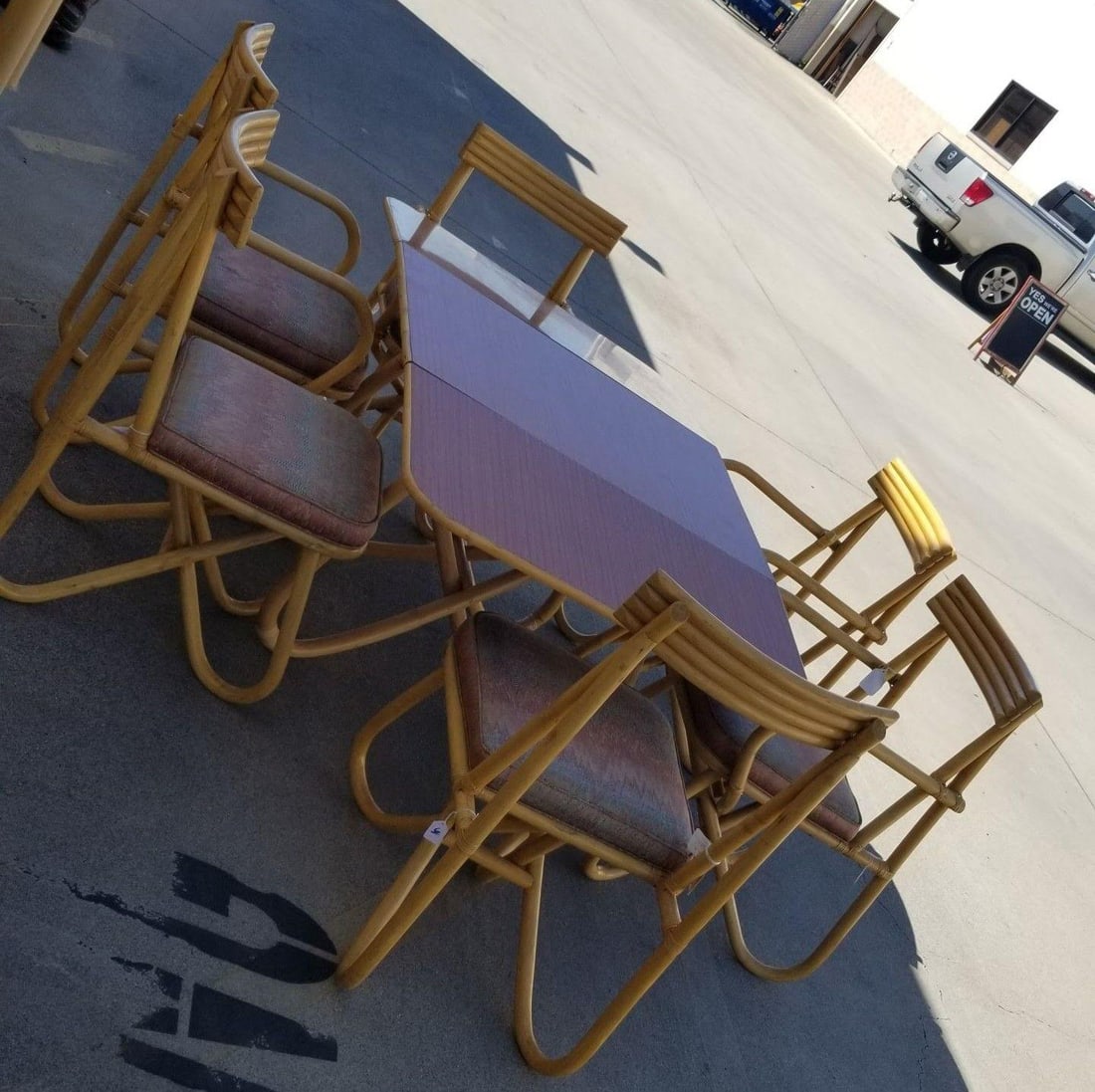 Restored Rattan "Loop" Leg Six Chairs and Dining Table Set - 2