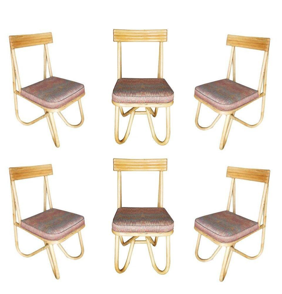 Restored Rattan "Loop" Leg Six Chairs and Dining Table Set - 4