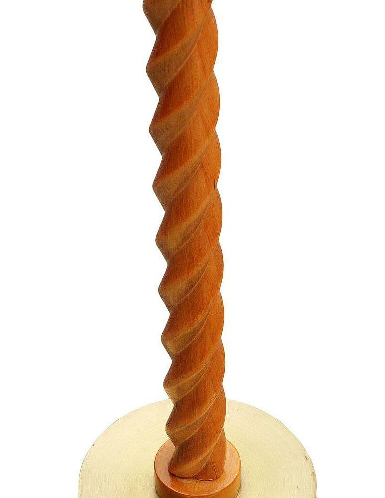 Carved Oak Floor Sprial Torchiere Floor Lamp Attributed to Russel Wright w Shade - 4