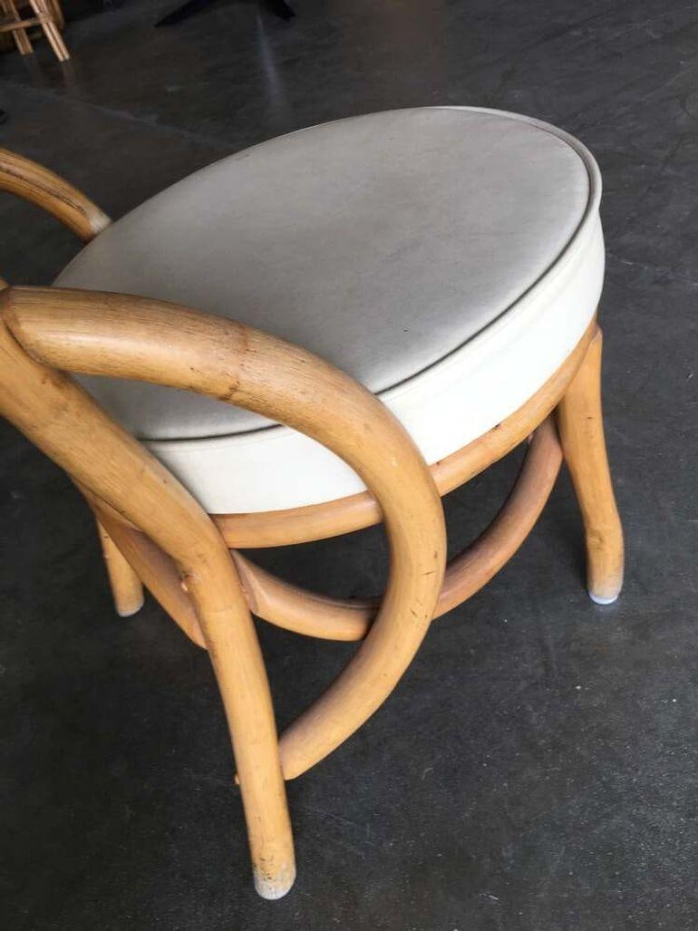 Restored Rattan Dining Side Chair w/ Round Wicker Seat, Set of Six - 5