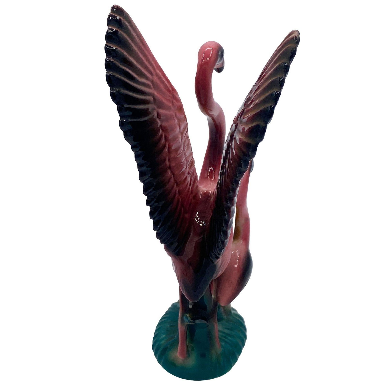 MCM Open Wing Mother & Child Pink Flamingo Ceramic Tabletop Statue By Leftons - 3