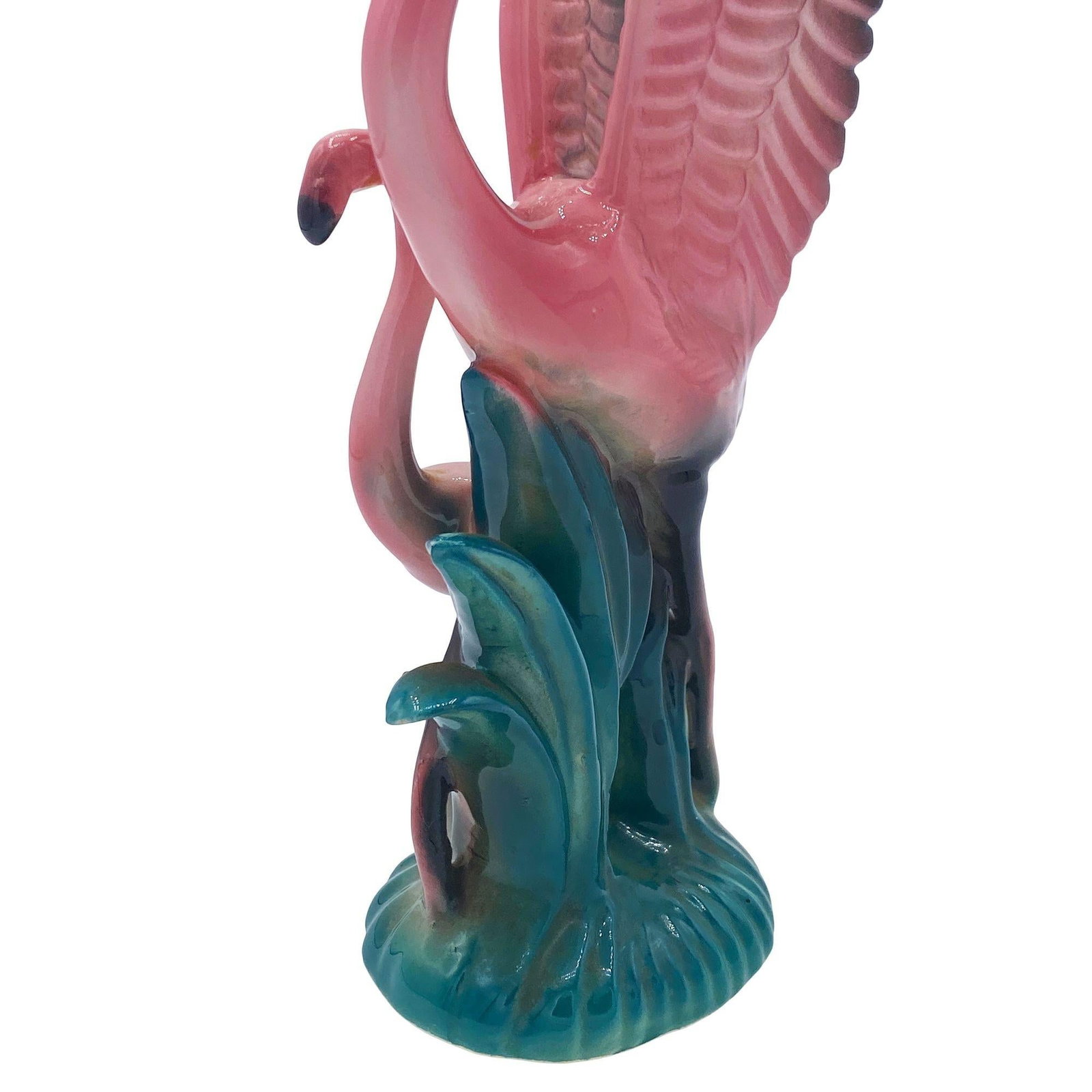 MCM Open Wing Mother & Child Pink Flamingo Ceramic Tabletop Statue By Leftons - 4