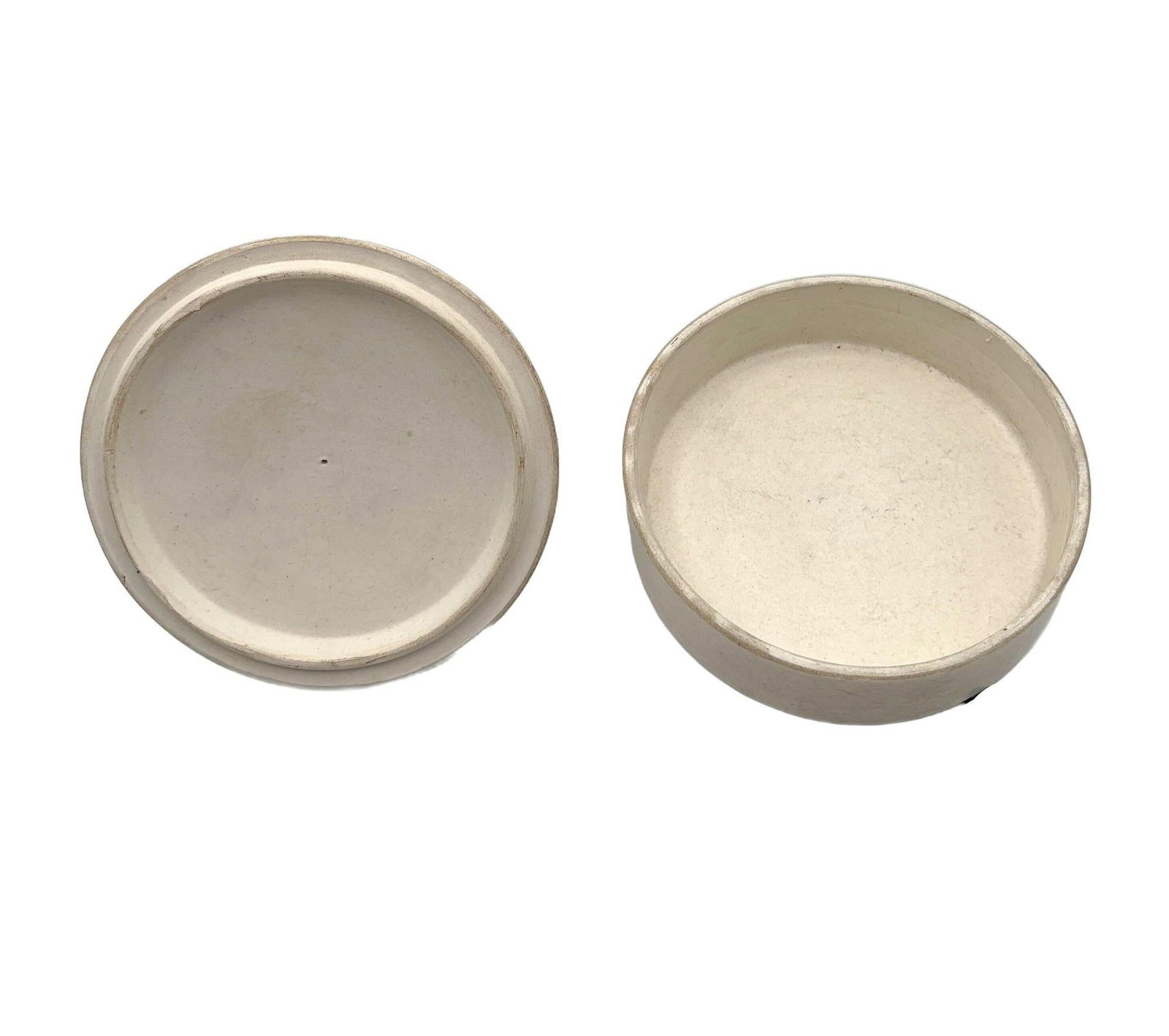 Mid-century Gray Earthenware Ceramic Vanity Powder Box w/ Female Bust Handle - 4
