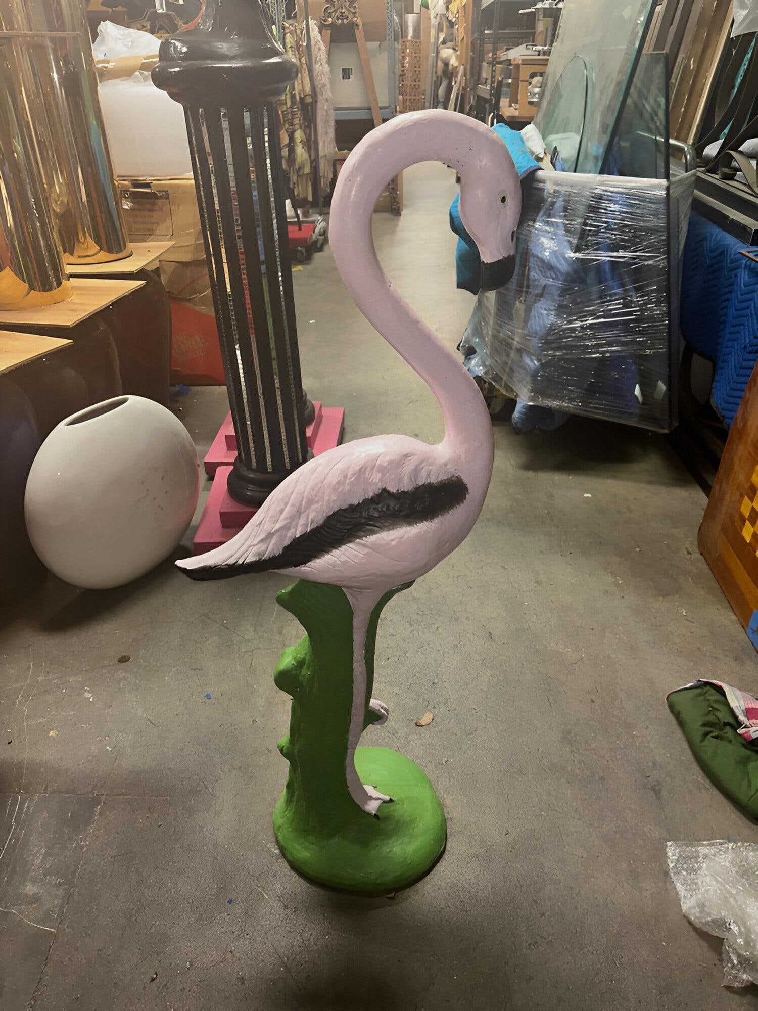 Restored Vintage Life Size Pink Flamingo Statues - Full Size Pair - 3