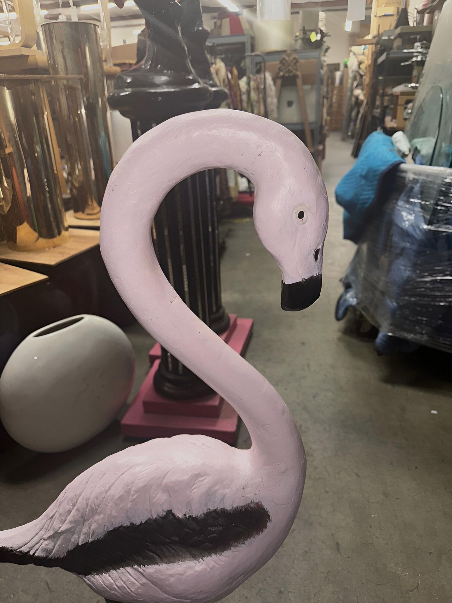 Restored Vintage Life Size Pink Flamingo Statues - Full Size Pair - 4