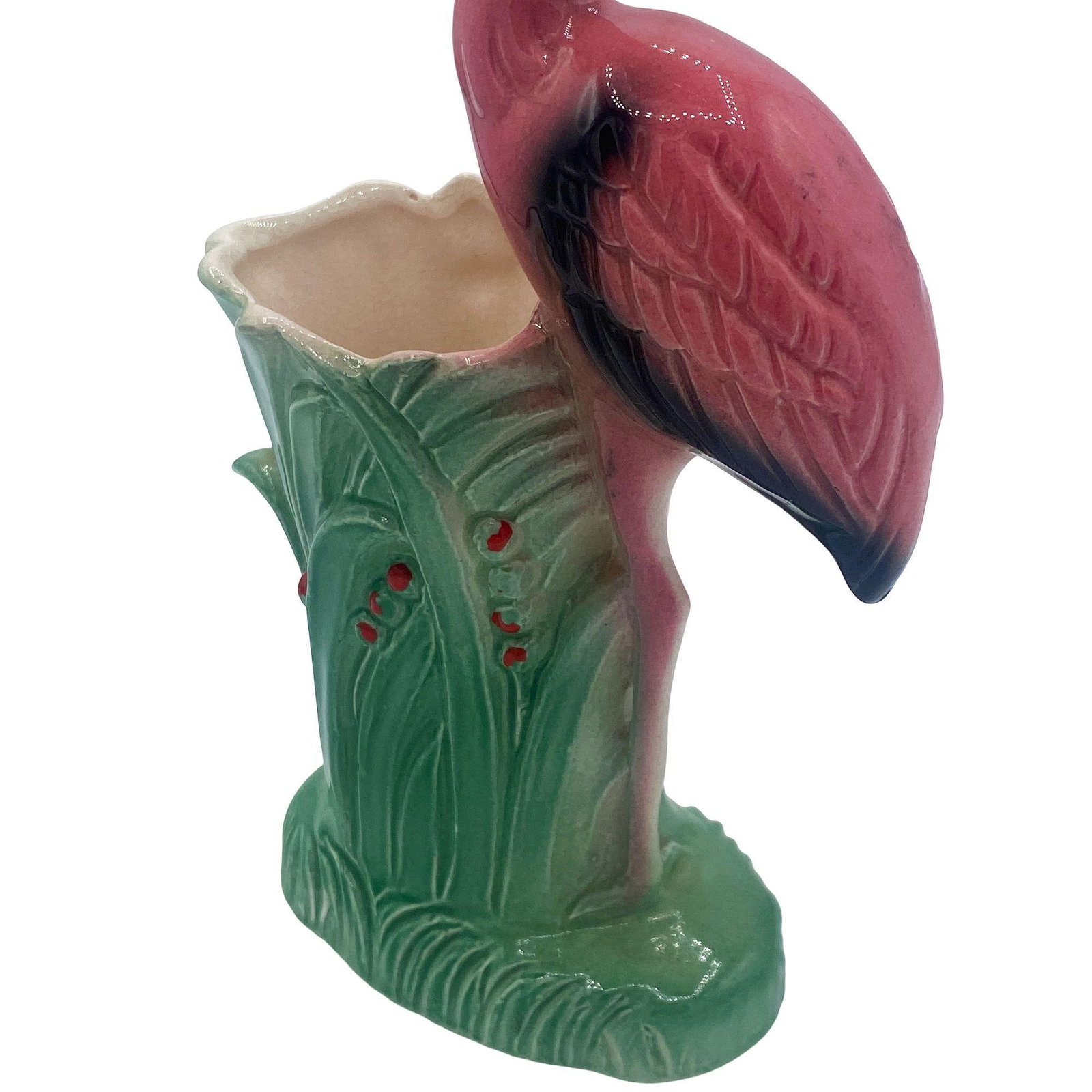 Mid-century "Lovers" Pink Flamingo Ceramic Tabletop Vase Set By Leftons - 3