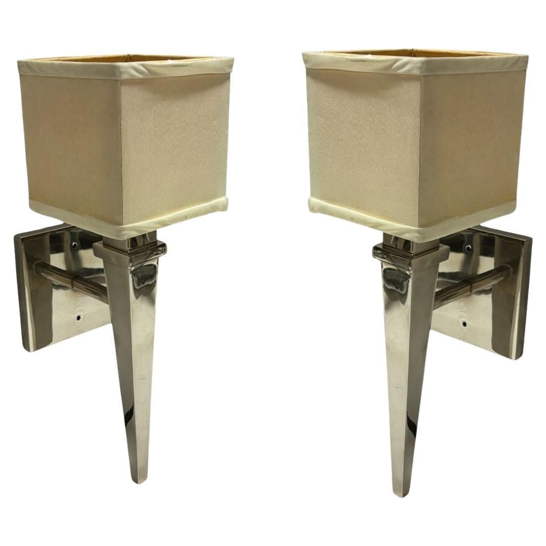 Pair of Sconces from the Original Century Plaza Hotel in Los Angeles 1966: Title: Pair of Sconces from the Original Century Plaza Hotel in Los Angeles 1966 Description: The set of 2 chrome plated bronze sconces from the Original Century Plaza Hotel in Los Angeles, California