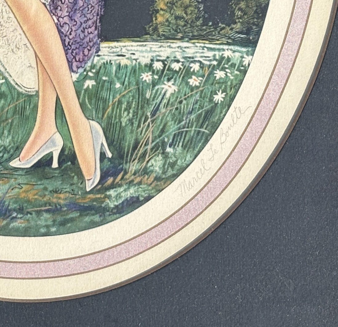 1920's Framed French Artwork "The Daisies Tell" by Marcel Le Boulte - 2