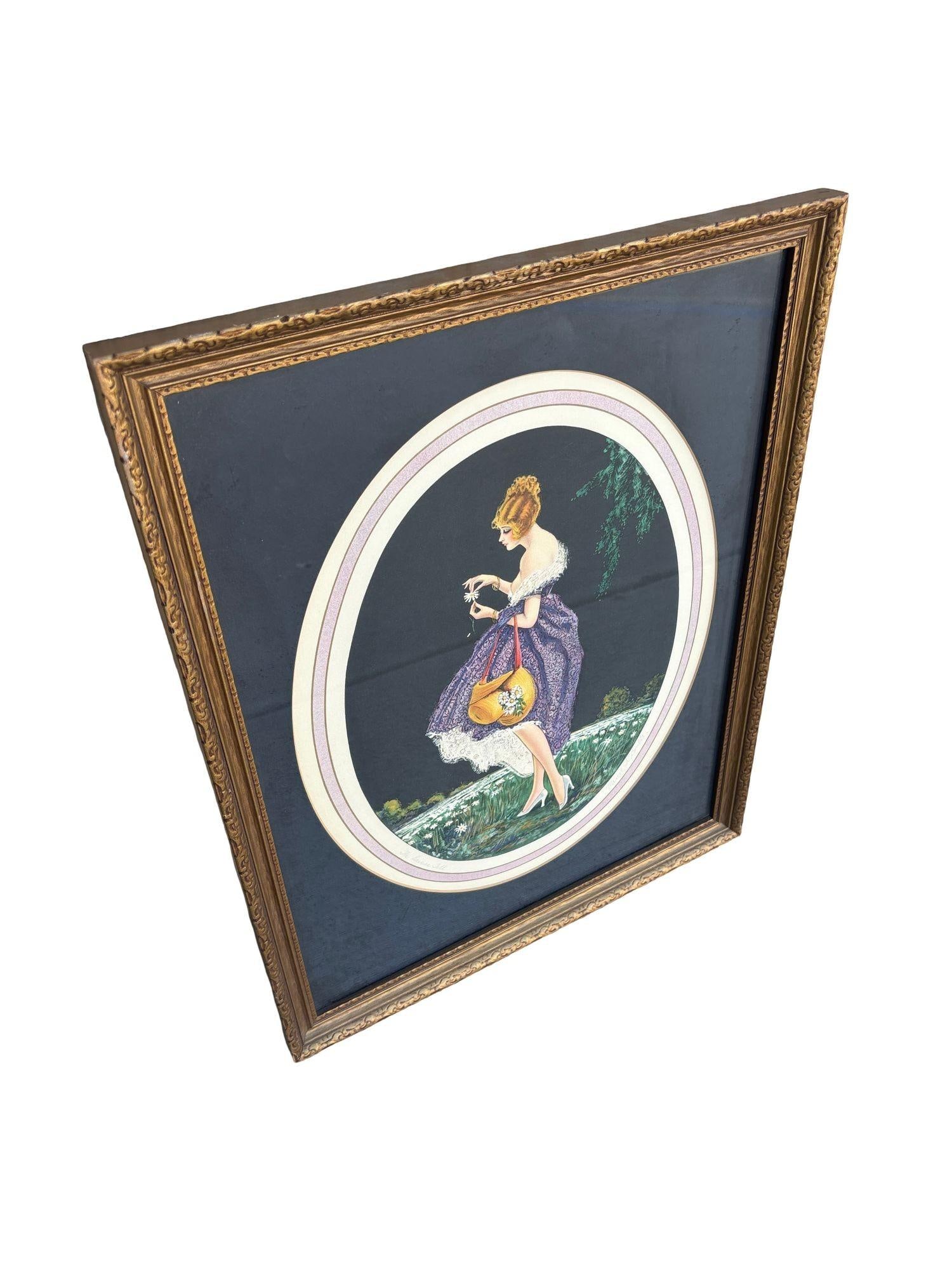 1920's Framed French Artwork "The Daisies Tell" by Marcel Le Boulte - 3