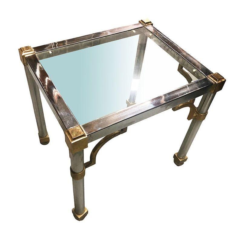 Hollywood Regency Chrome & Brass Maison Jensen Style Nesting Tables - 3